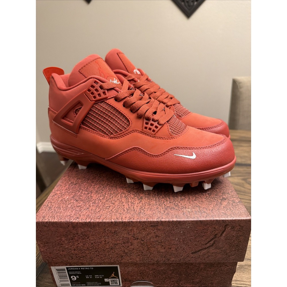 Custom Air Jordan 4 Brick by Brick Football Cleats  Mens Size 9.5